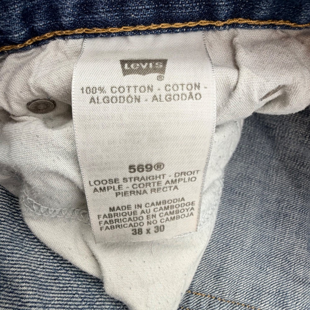 Levis 569 Loose Straight Jeans Mens 38x30 Blue Medium Wash Denim Cotton - Picture 5 of 9